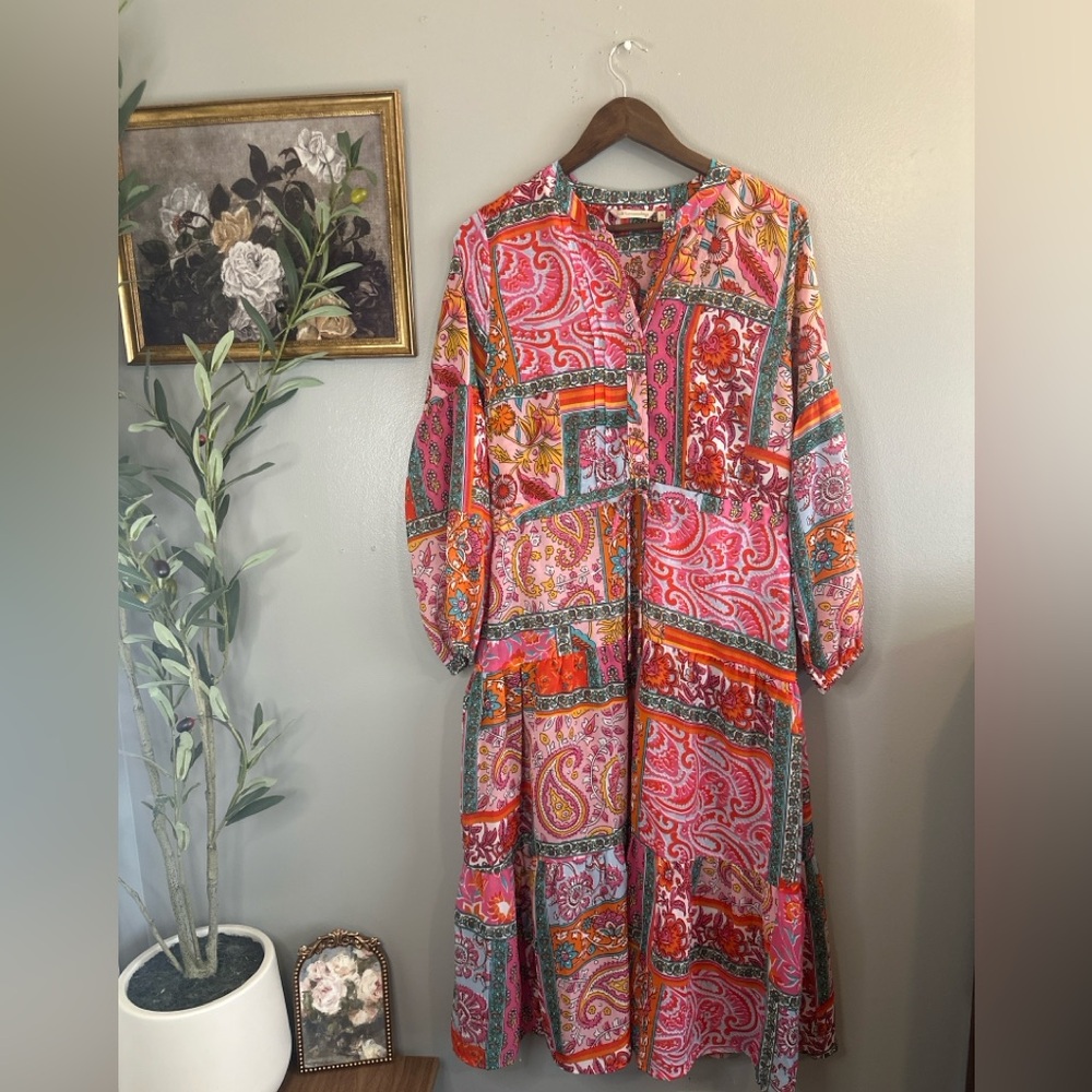 Soft Surroundings Patchwork Paisley Midi Dress Bo… - image 5